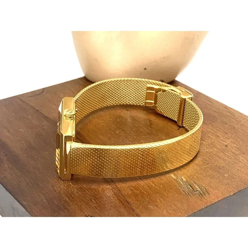 Gucci Women's Watch YA147410 G-Frame Gold Rectangular Dial Swiss Quartz Steel